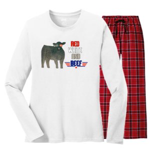 Red White And Beef Women's Long Sleeve Flannel Pajama Set 