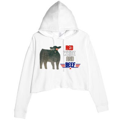 Red White And Beef Crop Fleece Hoodie