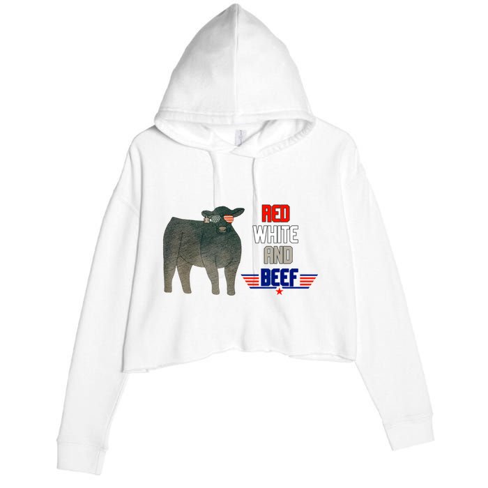 Red White And Beef Crop Fleece Hoodie