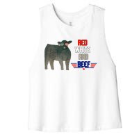 Red White And Beef Women's Racerback Cropped Tank