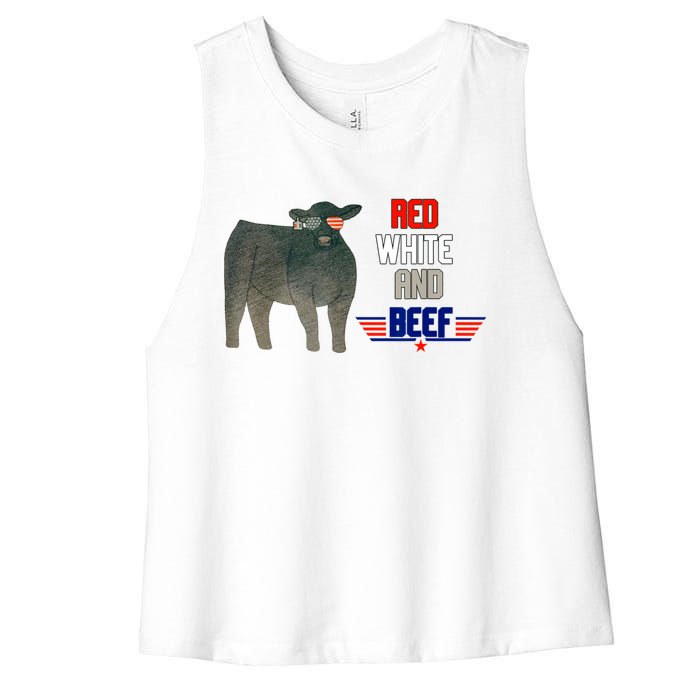 Red White And Beef Women's Racerback Cropped Tank