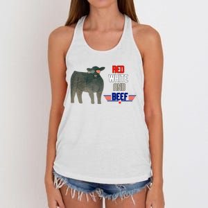 Red White And Beef Women's Knotted Racerback Tank