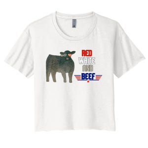 Red White And Beef Women's Crop Top Tee