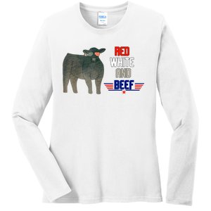 Red White And Beef Ladies Long Sleeve Shirt