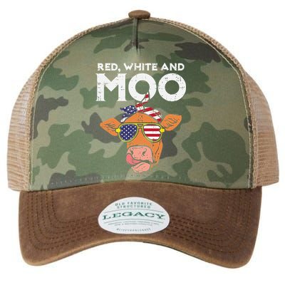 Red White And Moo Cow USA Flag 4th Of July Fourth Patriotic Legacy Tie Dye Trucker Hat