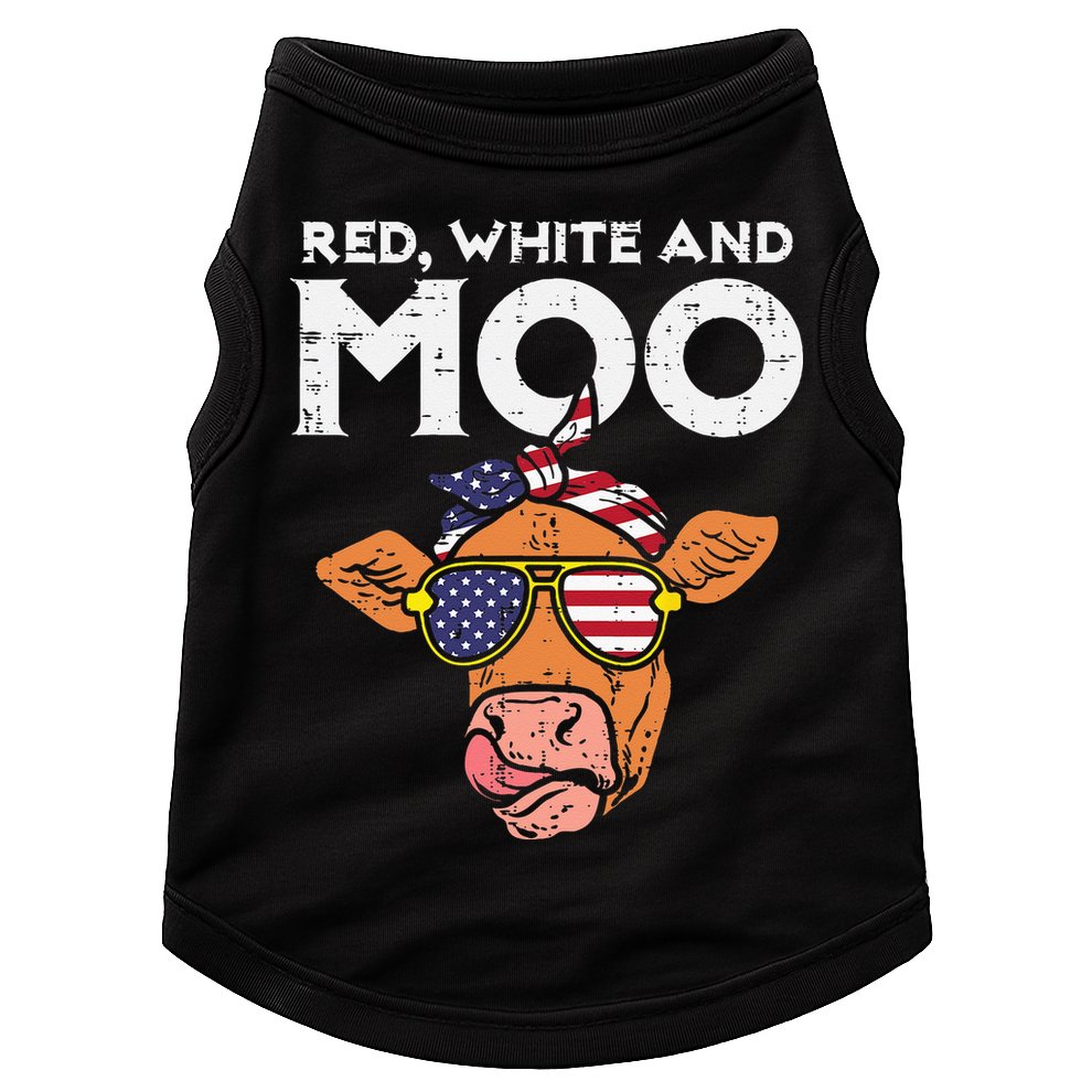 Red White And Moo Cow USA Flag 4th Of July Fourth Patriotic Doggie Tank