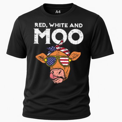 Red White And Moo Cow USA Flag 4th Of July Fourth Patriotic Performance Shirt