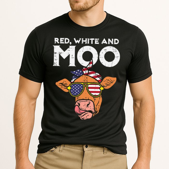 Red White And Moo Cow USA Flag 4th Of July Fourth Patriotic Performance Shirt