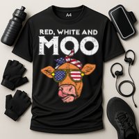 Red White And Moo Cow USA Flag 4th Of July Fourth Patriotic Performance Shirt