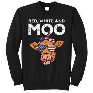 Red White And Moo Cow USA Flag 4th Of July Fourth Patriotic Sweatshirt