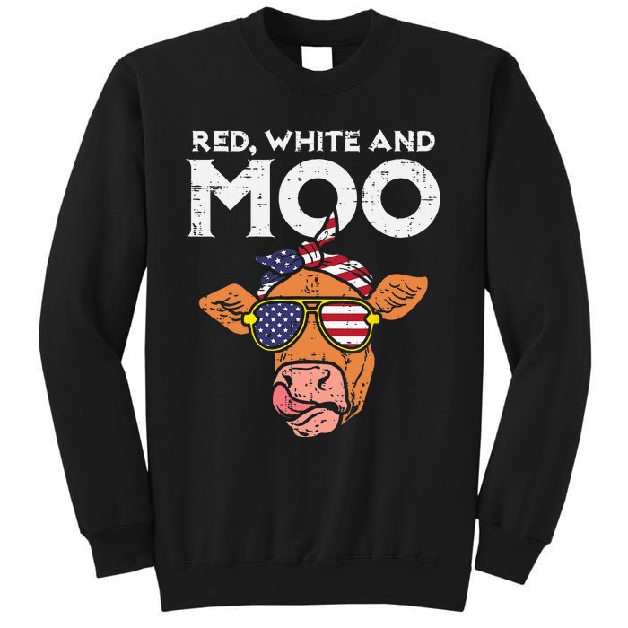 Red White And Moo Cow USA Flag 4th Of July Fourth Patriotic Sweatshirt