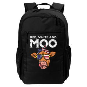 Red White And Moo Cow USA Flag 4th Of July Fourth Patriotic Daily Commute Backpack