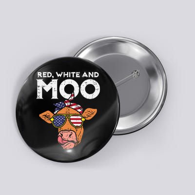 Red White And Moo Cow USA Flag 4th Of July Fourth Patriotic Button