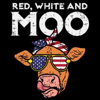 Red White And Moo Cow USA Flag 4th Of July Fourth Patriotic 16 in Basic Backpack