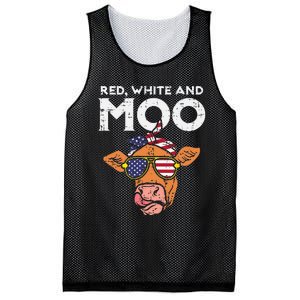 Red White And Moo Cow USA Flag 4th Of July Fourth Patriotic Mesh Reversible Basketball Jersey Tank