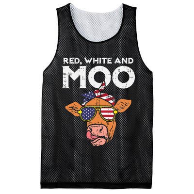 Red White And Moo Cow USA Flag 4th Of July Fourth Patriotic Mesh Reversible Basketball Jersey Tank