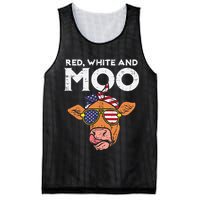 Red White And Moo Cow USA Flag 4th Of July Fourth Patriotic Mesh Reversible Basketball Jersey Tank