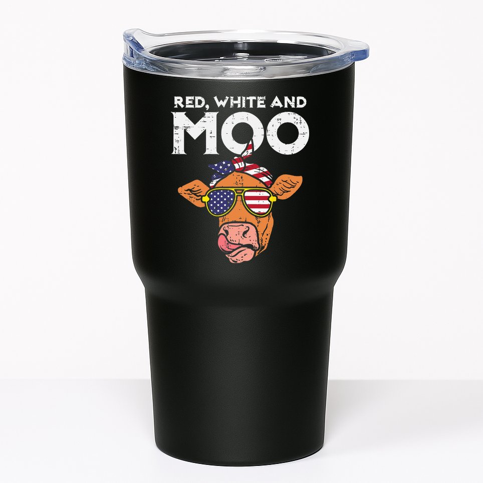 Red White And Moo Cow USA Flag 4th Of July Fourth Patriotic Tumbler