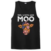 Red White And Moo Cow USA Flag 4th Of July Fourth Patriotic PosiCharge Competitor Tank