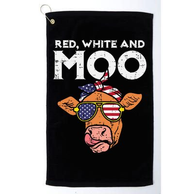 Red White And Moo Cow USA Flag 4th Of July Fourth Patriotic Golf Towel