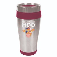 Red White And Moo Cow USA Flag 4th Of July Fourth Patriotic 16oz Travel Tumbler