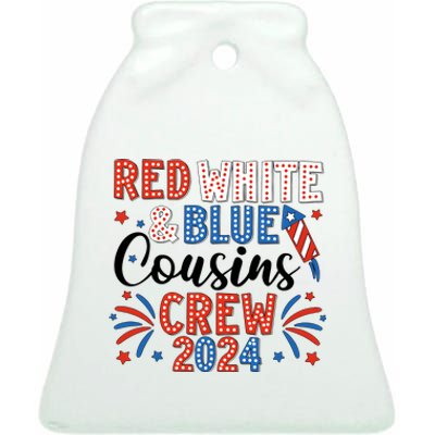 Red White And Blue Cousin Crew 2024 Ceramic Bell Ornament