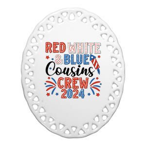 Red White And Blue Cousin Crew 2024 Ceramic Oval Ornament