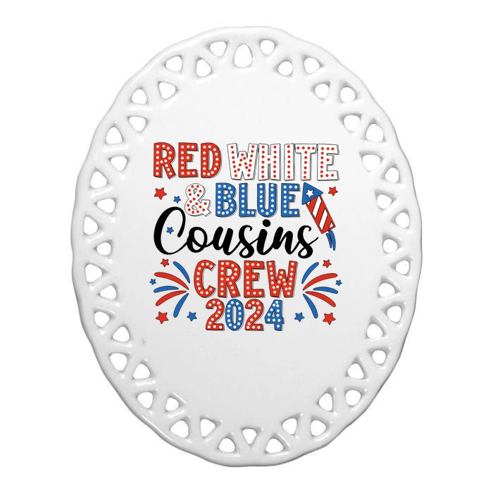 Red White And Blue Cousin Crew 2024 Ceramic Oval Ornament