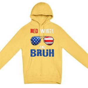 Red White And Bruh 4th Of July Boy Patriotic Premium Pullover Hoodie