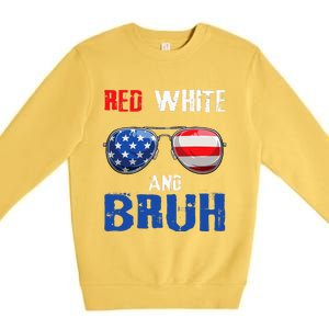 Red White And Bruh 4th Of July Boy Patriotic Premium Crewneck Sweatshirt