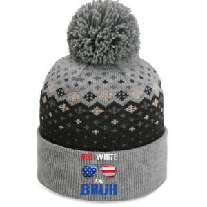 Red White And Bruh 4th Of July Boy Patriotic The Baniff Cuffed Pom Beanie