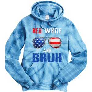 Red White And Bruh 4th Of July Boy Patriotic Tie Dye Hoodie