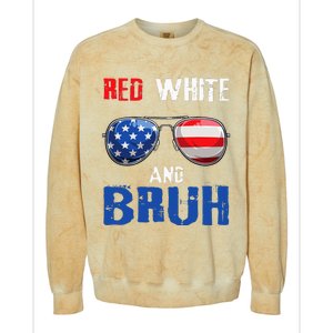 Red White And Bruh 4th Of July Boy Patriotic Colorblast Crewneck Sweatshirt