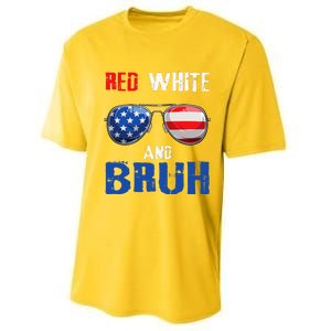 Red White And Bruh 4th Of July Boy Patriotic Performance Sprint T-Shirt