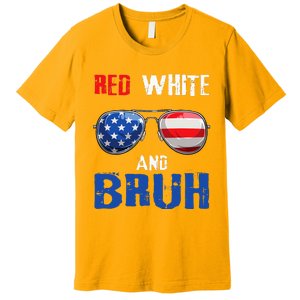 Red White And Bruh 4th Of July Boy Patriotic Premium T-Shirt