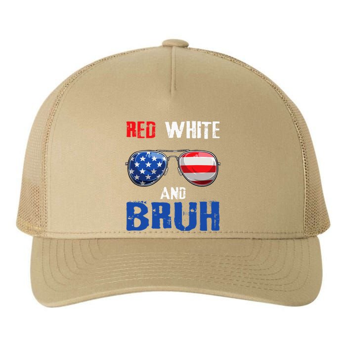 Red White And Bruh 4th Of July Boy Patriotic Yupoong Adult 5-Panel Trucker Hat