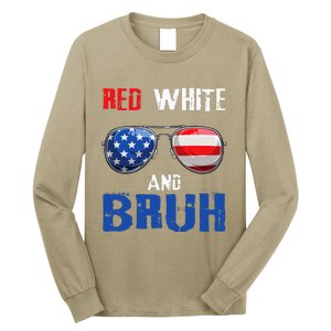 Red White And Bruh 4th Of July Boy Patriotic Long Sleeve Shirt