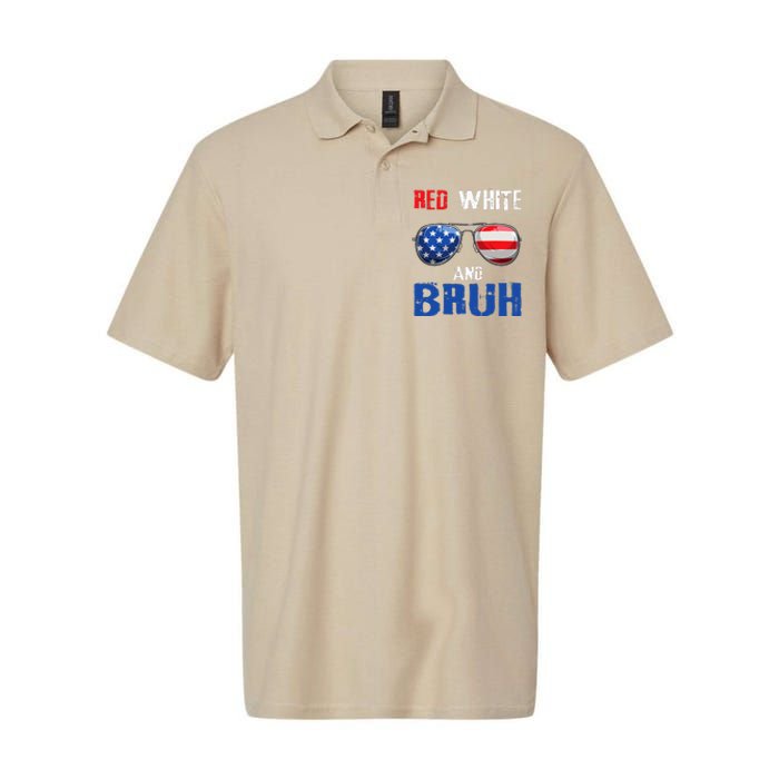 Red White And Bruh 4th Of July Boy Patriotic Softstyle Adult Sport Polo