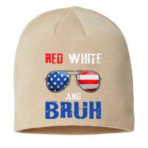 Red White And Bruh 4th Of July Boy Patriotic Sustainable Beanie