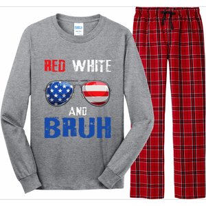 Red White And Bruh 4th Of July Boy Patriotic Long Sleeve Pajama Set