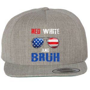 Red White And Bruh 4th Of July Boy Patriotic Wool Snapback Cap