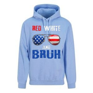 Red White And Bruh 4th Of July Boy Patriotic Unisex Surf Hoodie