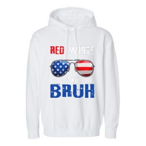 Red White And Bruh 4th Of July Boy Patriotic Garment-Dyed Fleece Hoodie