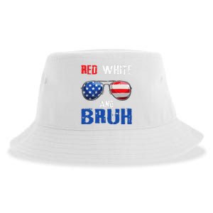 Red White And Bruh 4th Of July Boy Patriotic Sustainable Bucket Hat