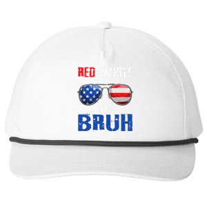 Red White And Bruh 4th Of July Boy Patriotic Snapback Five-Panel Rope Hat