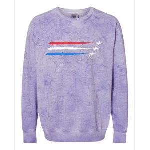 Red White And Blue Fighter Jets With Fireworks Colorblast Crewneck Sweatshirt