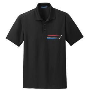 Red White And Blue Fighter Jets With Fireworks Dry Zone Grid Polo