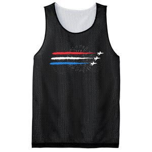 Red White And Blue Fighter Jets With Fireworks Mesh Reversible Basketball Jersey Tank