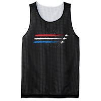 Red White And Blue Fighter Jets With Fireworks Mesh Reversible Basketball Jersey Tank