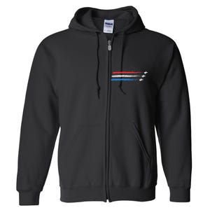 Red White And Blue Fighter Jets With Fireworks Full Zip Hoodie